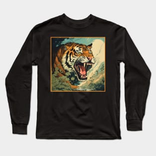 Colorful Tiger Cartoon Vintage Bengals Tiger Drawing Comics Fearless Tiger Long Sleeve T-Shirt